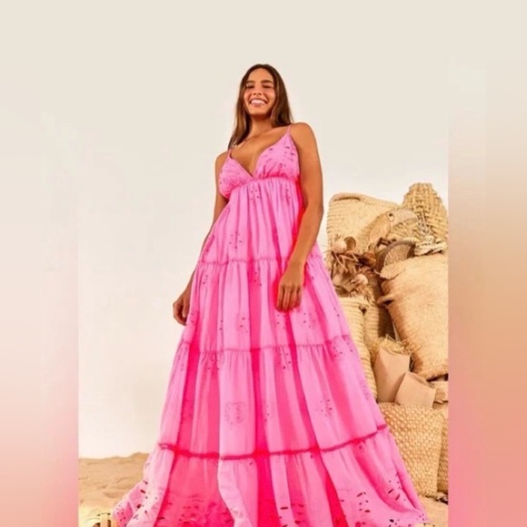 FARM Rio Dresses & Skirts - Farm Rio Neon Pink Maxi Dress, SMALL NWT